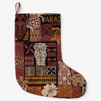 Calcetín Navideño Pequeño Hawaiian style tribal motif fabric patchwork abstr