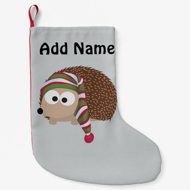 Calcetín Navideño Pequeño Hedgehog en el capuchón durmiente (Anverso)