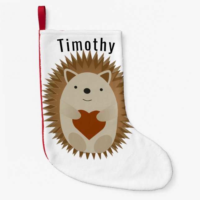 Calcetín Navideño Pequeño Hedgehog Heart (Anverso)