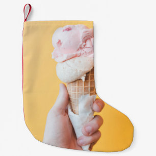 Calcetín Navideño Pequeño Helado de fresa en cono