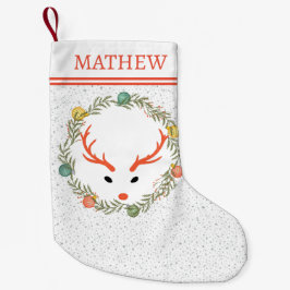 Calcetín Navideño Pequeño Herencia y reno festivos con vacaciones en monogra