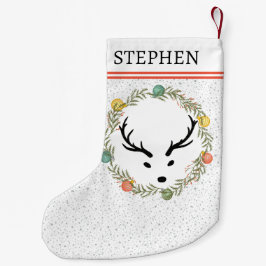 Calcetín Navideño Pequeño Herencia y reno festivos con vacaciones en monogra