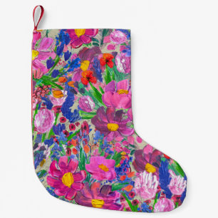 Calcetín Navideño Pequeño Hermosas flores: fondo de escritorio de acuarela d