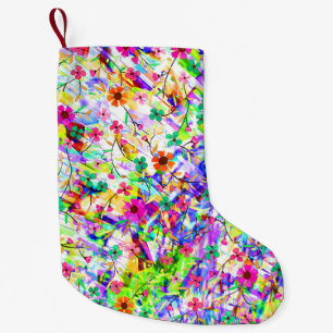 Calcetín Navideño Pequeño Hermosas flores mágicas de verano coloridas