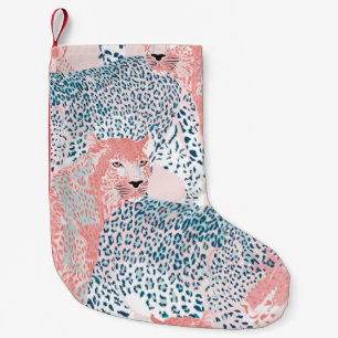 Calcetín Navideño Pequeño Hermoso arte Leopardo patrón sin fisuras, abstract