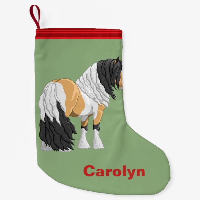 Calcetín Navideño Pequeño Hermoso Caballo de enganche de piel de gallina a g (Anverso)