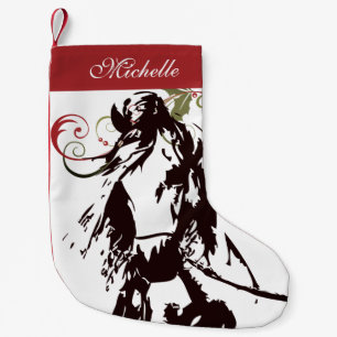 Calcetín Navideño Pequeño Hermoso caballo y festividad