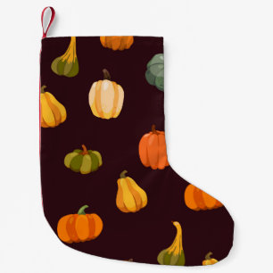 Calcetín Navideño Pequeño Hermoso fondo otoñal con calabazas coloridas