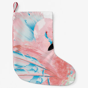 Calcetín Navideño Pequeño Hermoso ilustracion con flamingo rosa dibujado y
