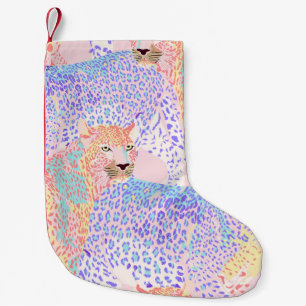 Calcetín Navideño Pequeño Hermoso Leopard Seamless Pattern Ar