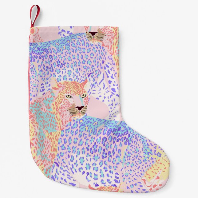 Calcetín Navideño Pequeño Hermoso Leopard Seamless Pattern Ar (Anverso)