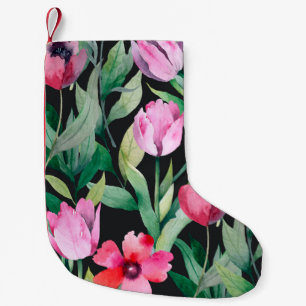 Calcetín Navideño Pequeño Hermoso patrón floral sin fisuras con acuarela