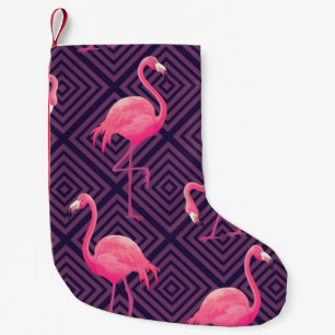 Calcetín Navideño Pequeño Hermoso patrón tropical sin costura con flam rosa