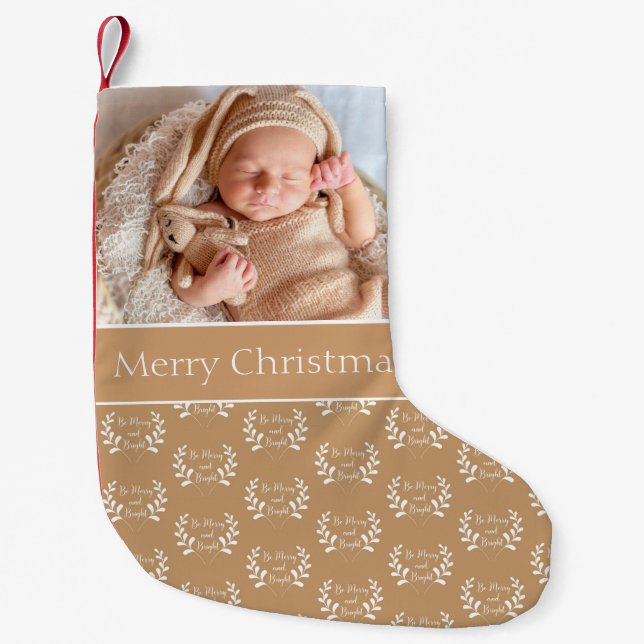 Calcetín Navideño Pequeño Hermoso Personalizar de fotos para bebés (Anverso)