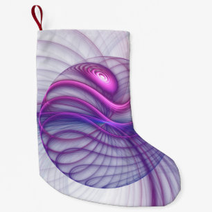 Calcetín Navideño Pequeño Hermoso Swing Moderno Resumen Arte Fractal Rosa