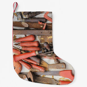 Calcetín Navideño Pequeño Herramientas Herramienta Antiguo Hombre Rojo Rústi