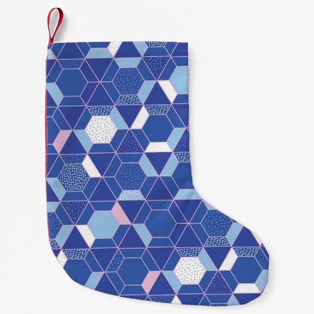 Calcetín Navideño Pequeño Hexagones, triángulos: patrón abstracto geométrico (Anverso)