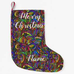 Calcetín Navideño Pequeño Hippie Groovy Diseño Psicodélico Thunder_Cove