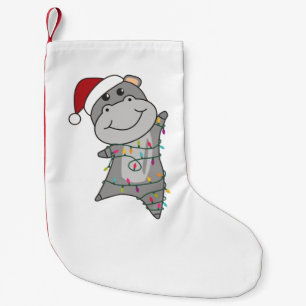 Calcetín Navideño Pequeño Hippo Feliz Navidad Animales de Invierno Hippos Ad