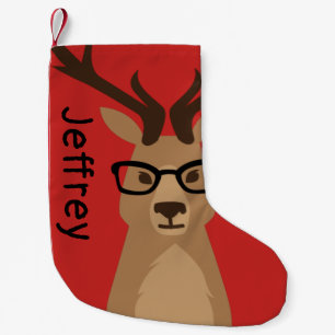 Calcetín Navideño Pequeño Hipster Deer Personalizado