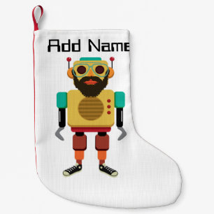 Calcetín Navideño Pequeño Hipster Retro Robot