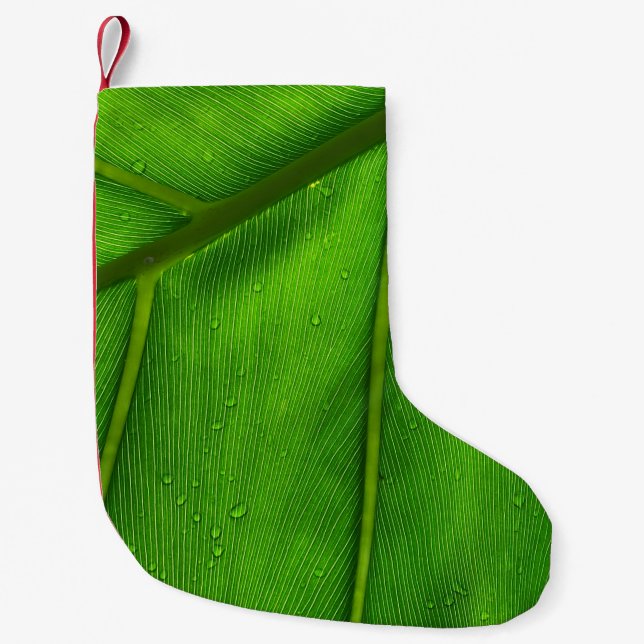 Calcetín Navideño Pequeño Hoja verde (Anverso)