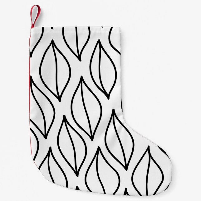 Calcetín Navideño Pequeño Hojas abstractas. Estructura de época. Mar dibujad (Anverso)