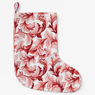 Calcetín Navideño Pequeño Hojas barrocas de espiral vintage, decorativas.