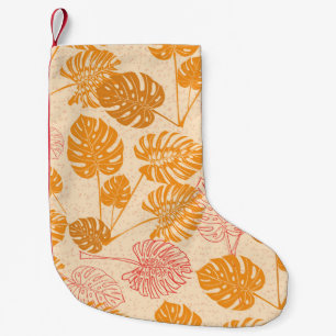 Calcetín Navideño Pequeño Hojas de monstera: silueta tropical sin soldadura