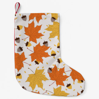 Calcetín Navideño Pequeño Hojas de otoño, diseño inmaculado.