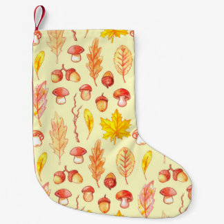 Calcetín Navideño Pequeño Hojas de otoño: fondo de escritorio retro de acuar