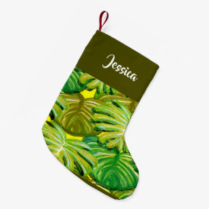 Calcetín Navideño Pequeño Hojas de palma en amarillo 