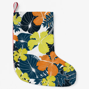 Calcetín Navideño Pequeño Hojas de palma tópicas en un patrón sin soldadura.