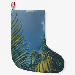 CALCETÍN NAVIDEÑO PEQUEÑO HOJAS DE PALMA TROPICAL