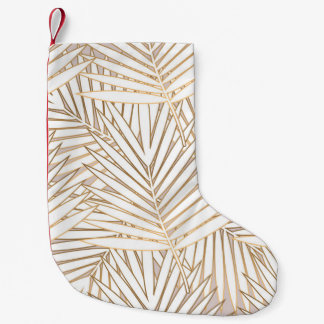 Calcetín Navideño Pequeño Hojas doradas de palma: arte deco.