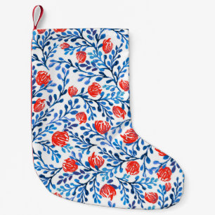 Calcetín Navideño Pequeño Hojas Florales: Patrón de la Naturaleza sin Marea