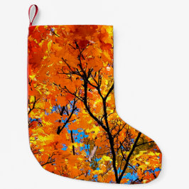 Calcetín Navideño Pequeño hojas naranjas