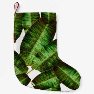 Calcetín Navideño Pequeño Hojas tropicales de plátano, hojas de selva sin co