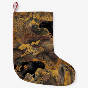 Calcetín Navideño Pequeño Hojas tropicales, pantera y orquídea. Ventilación