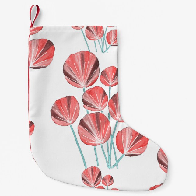 Calcetín Navideño Pequeño Hojas tropicales: Patrón creativo dibujado a mano (Anverso)