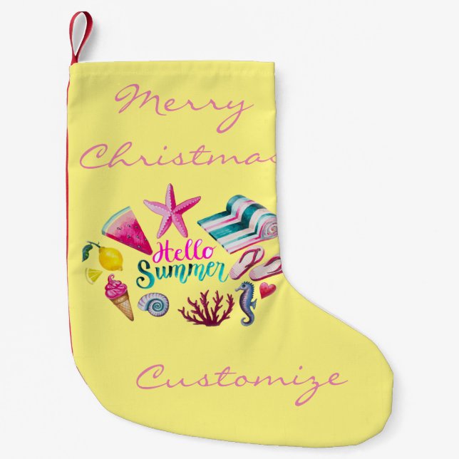 Calcetín Navideño Pequeño Hola Summer Beach Thunder-Cove (Anverso)