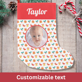 Calcetín Navideño Pequeño Holly Bell Patrón de calado Personalizado Nombre d