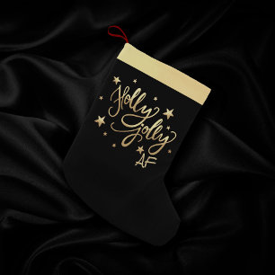 Calcetín Navideño Pequeño Holly Jolly AF   Guión de Relieve metalizado de Fa