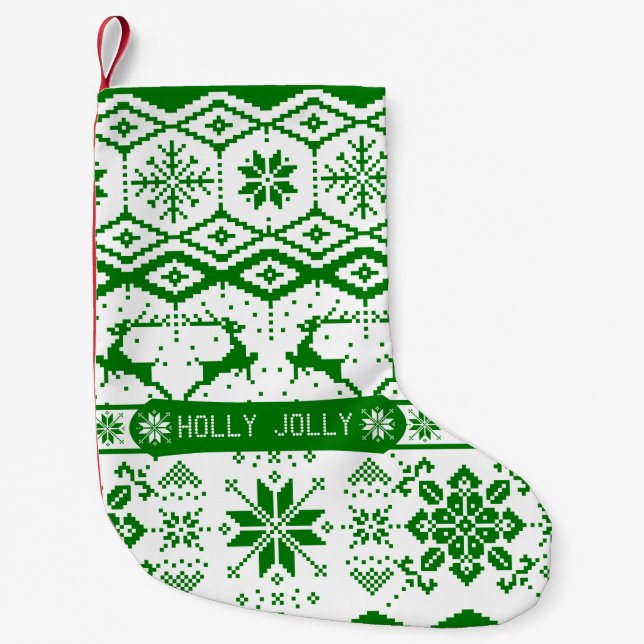 Calcetín Navideño Pequeño Holly Jolly Knitt Navidades Reindeer (Anverso)