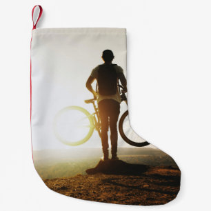 Calcetín Navideño Pequeño Hombre cargando bicicleta