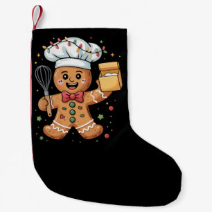 Calcetín Navideño Pequeño Hombre de jengibre adorable panadero de Navidad ch