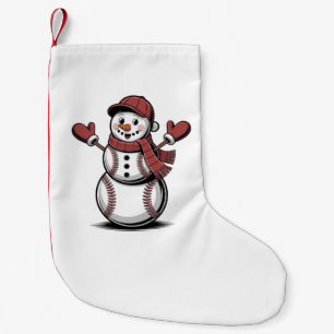 Calcetín Navideño Pequeño Hombre de nieve béisbol Navidad amantes del deport