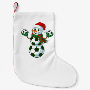 Calcetín Navideño Pequeño Hombre de nieve fútbol Navidad amantes del deporte