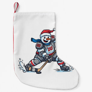 Calcetín Navideño Pequeño Hombre de nieve hockey sobre hielo Navidad 2026 De
