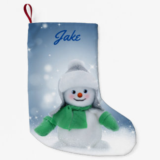 Calcetín Navideño Pequeño Hombre de nieve personalizado